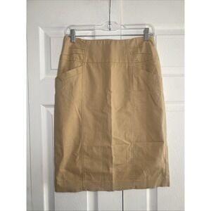 Lafayette 148 New York Pencil Skirt Womens Size 2 Tan Cotton Blend  Luxury
